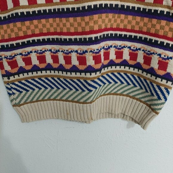 Cricket Women's Vintage (90's) Sweater Multicolored Geometric Sz M British Crown - Picture 6 of 9
